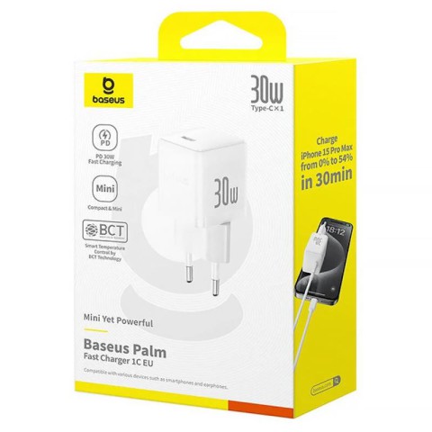 МЗП Baseus Palm Fast Charger 30W (1USB-C) (P10111605113-00) Moon White