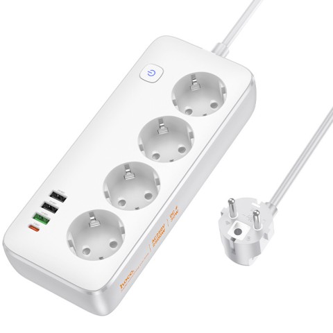 Подовжувач Hoco AC22 Sunlight (PD30W/1C/3A/4xSocket) (1.5m) White