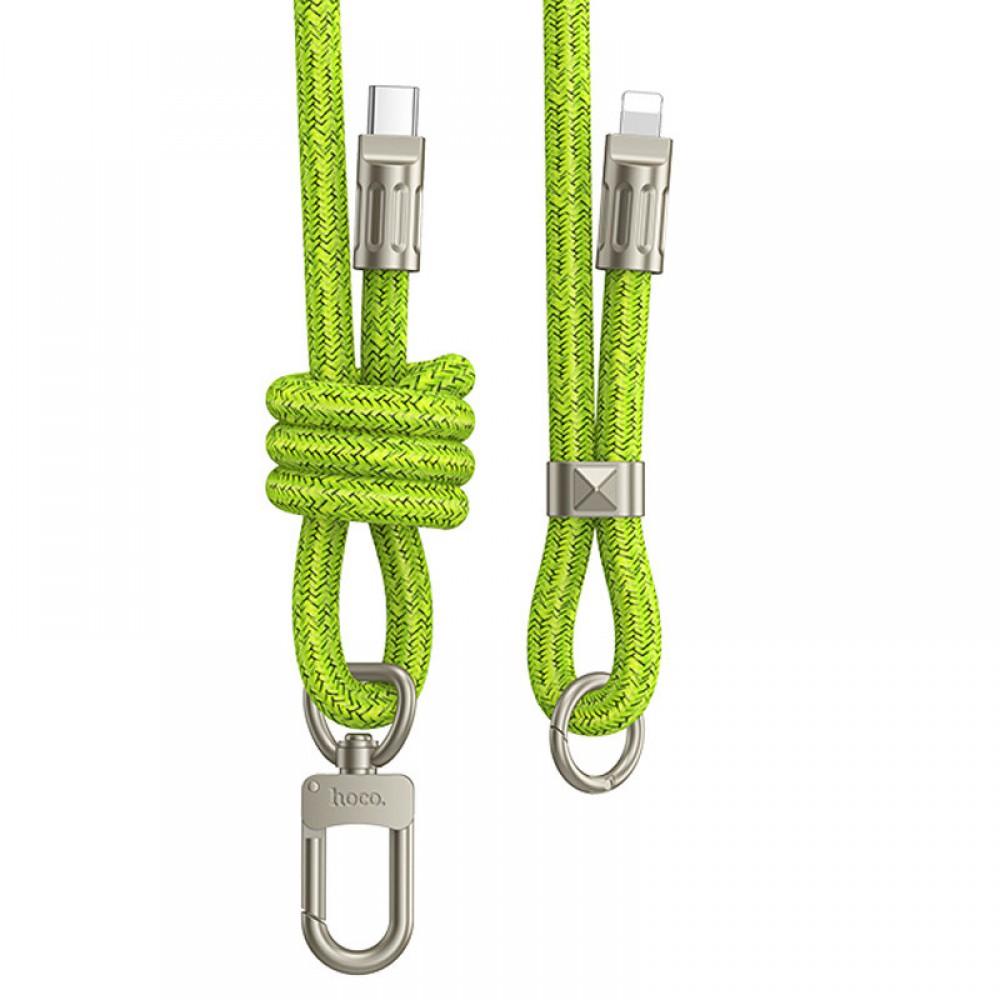 Дата кабель-шнурок Hoco GH7 Elegant Type-C to Lightning (1.8m) Fluorescent Green