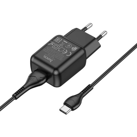 МЗП Hoco C96A (1USB/2.1A) + кабель USB to Type-C Black