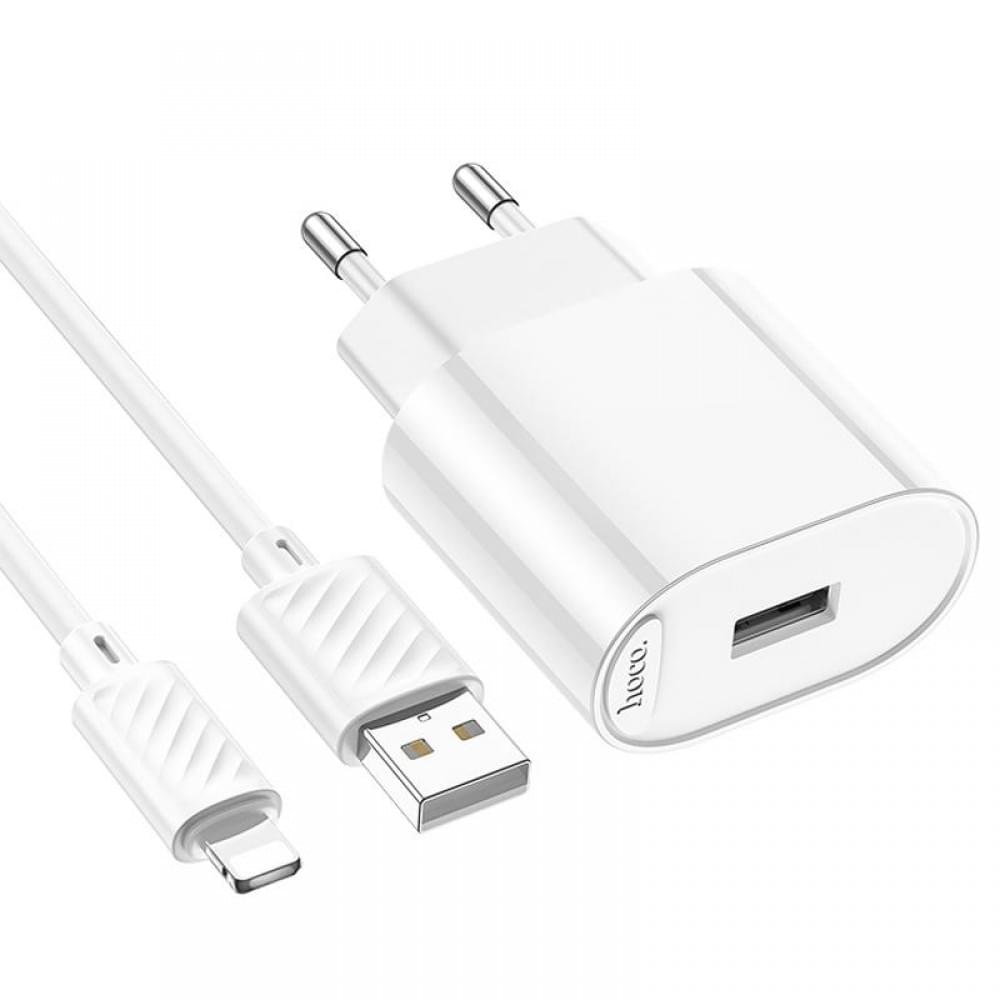 МЗП Hoco C109A Fighter 10.5W (1USB-A) + кабель USB to Lightning White