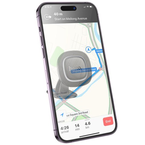 Автотримач Hoco H73 Crown magnetic (center console) Black / Metal gray