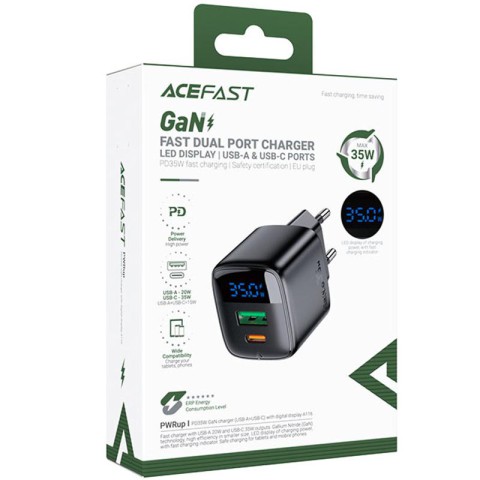 МЗП Acefast A116 PD35W+QC3.0 GaN (1USB-A/1C) Black