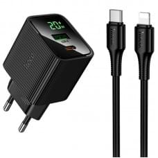 МЗП Hoco CS83A Excellent with digital display PD20W+QC3.0 (1USB-A/1C) + кабель Type-C to Lightning Black МЗП Hoco CS83A Excellent with digital display PD20W+QC3.0 (1USB-A/1C) + кабель Type-C to Lightning Black
