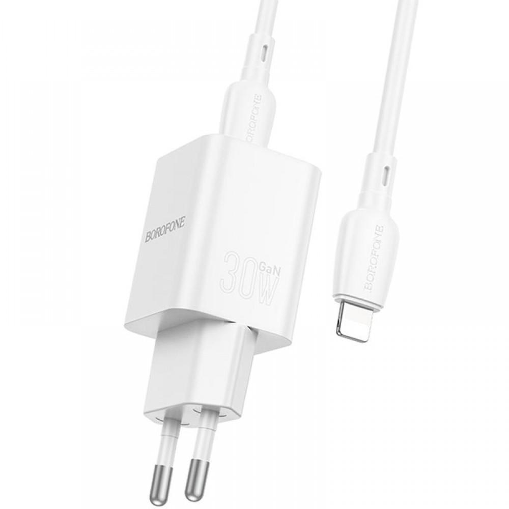 МЗП Borofone BN14 Royal PD30W+QC3.0 (1USB-A/1C) + кабель Type-C to Lightning White