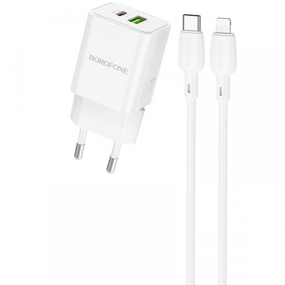 МЗП Borofone BN14 Royal PD30W+QC3.0 (1USB-A/1C) + кабель Type-C to Lightning White