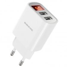 МЗП Borofone BA58A with digital display 2.4A (2USB-A) White