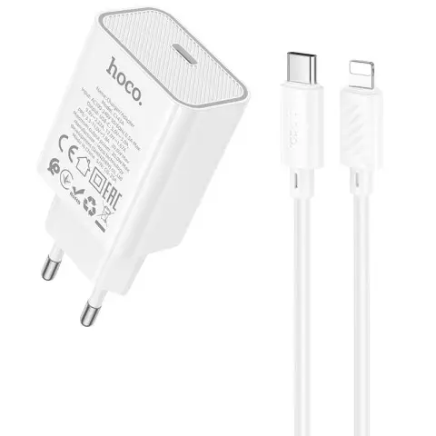 МЗП Hoco C143A Benefit PD20W (1USB-C) + кабель Type-C to Lightning White