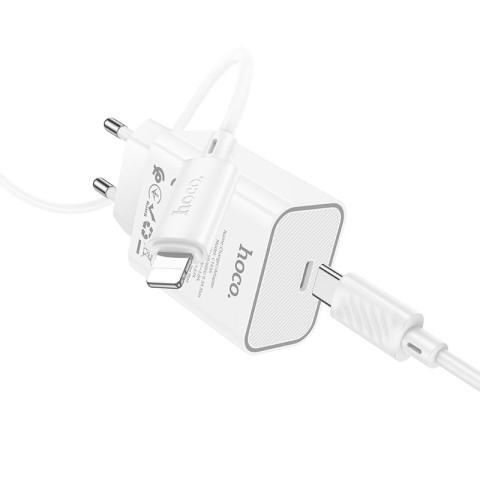 МЗП Hoco C143A Benefit PD20W (1USB-C) + кабель Type-C to Lightning White