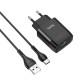 МЗП Hoco C72Q Glorious QC3.0 18W (1USB/3A) + Type-C Чорний