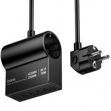 МЗП Hoco AC34 Win 2 position 70W QC+PD (1USB-A/3C/1Socket) (1.5m) Black