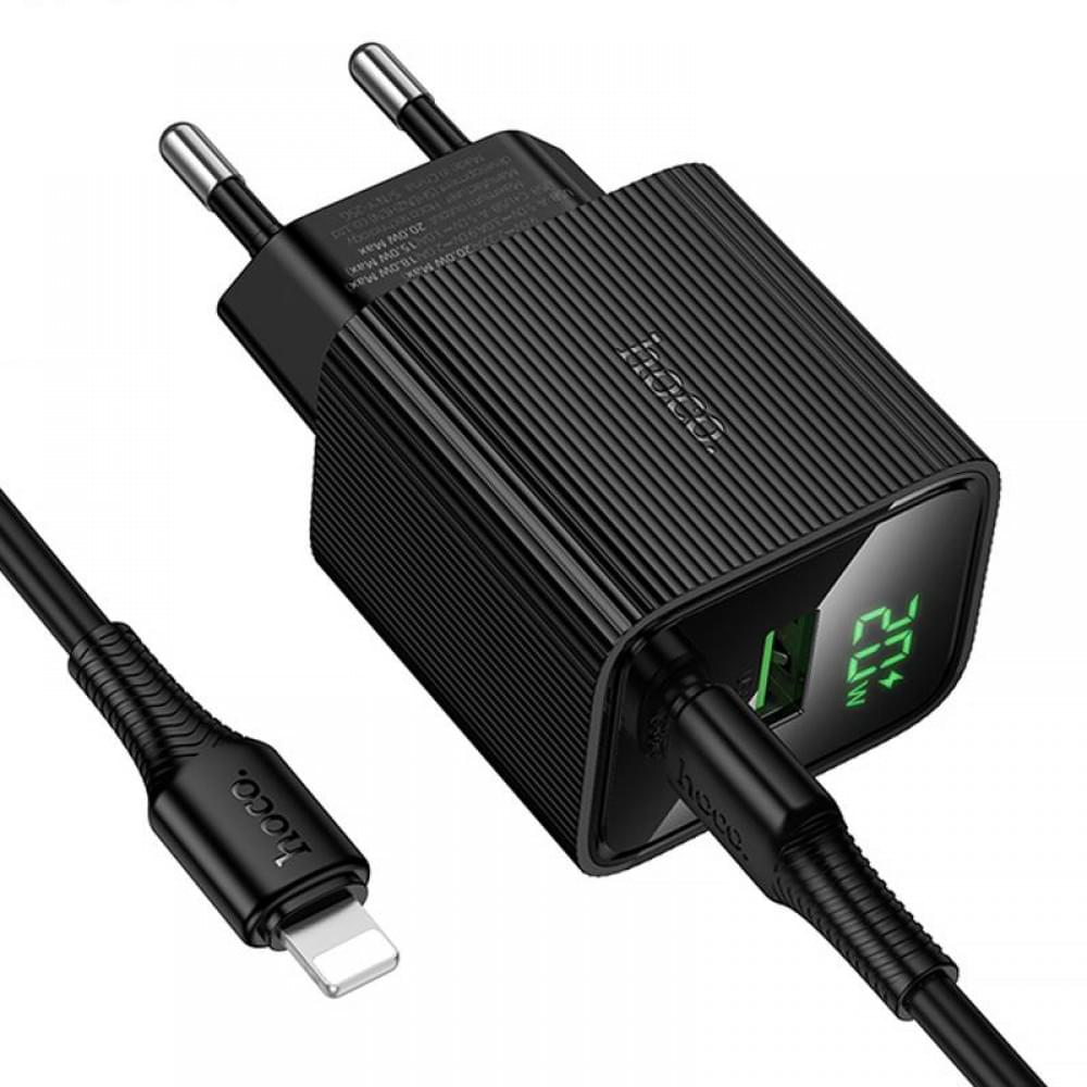 МЗП Hoco CS83A Excellent with digital display PD20W+QC3.0 (1USB-A/1C) + кабель Type-C to Lightning Black
