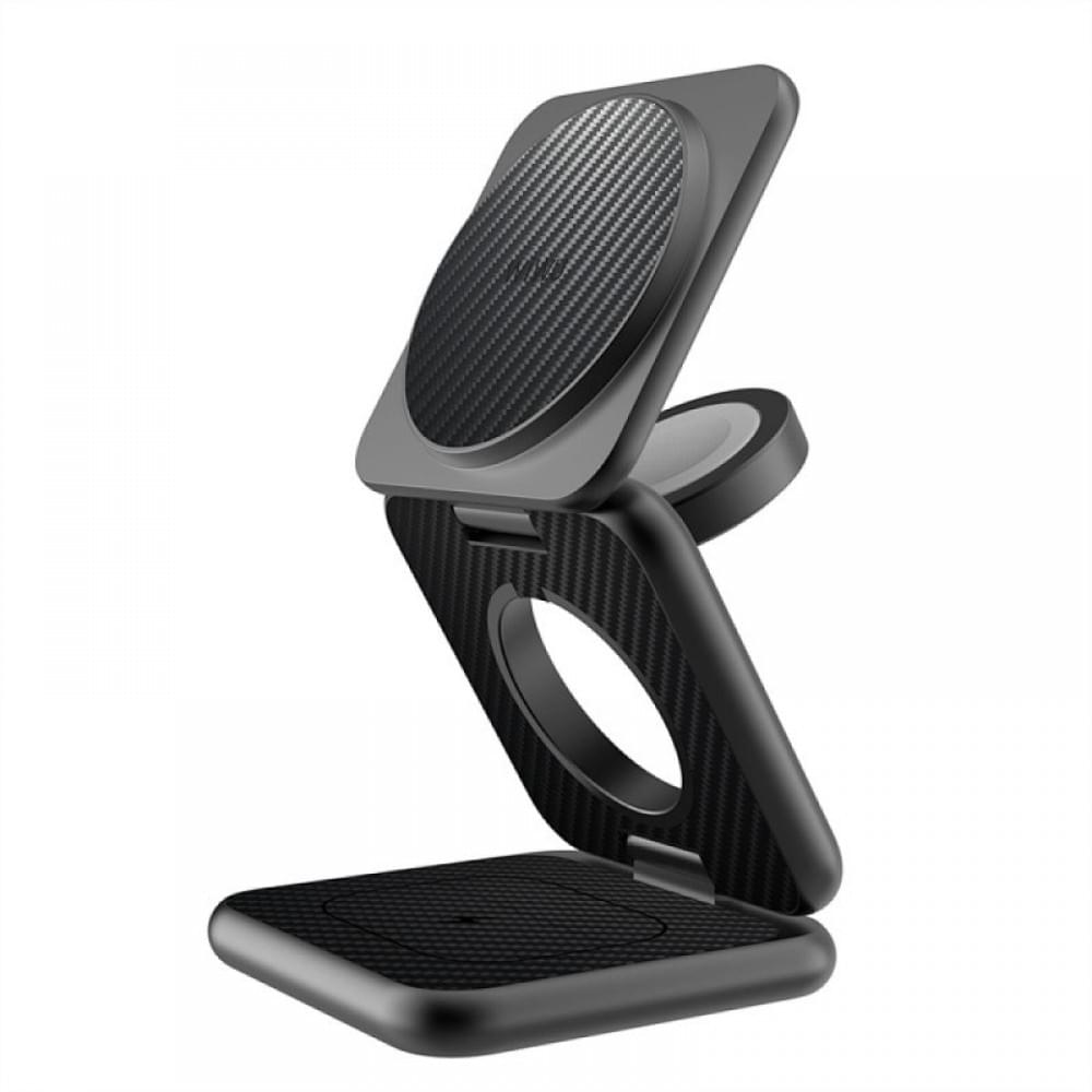 БЗП WIWU Wi-W035 Kevlar Mag Go 3 in 1 wireless charger Black