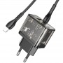 МЗП Hoco N34 Dazzling PD20W+QC3.0 + Type-C to Lightning Transparent black