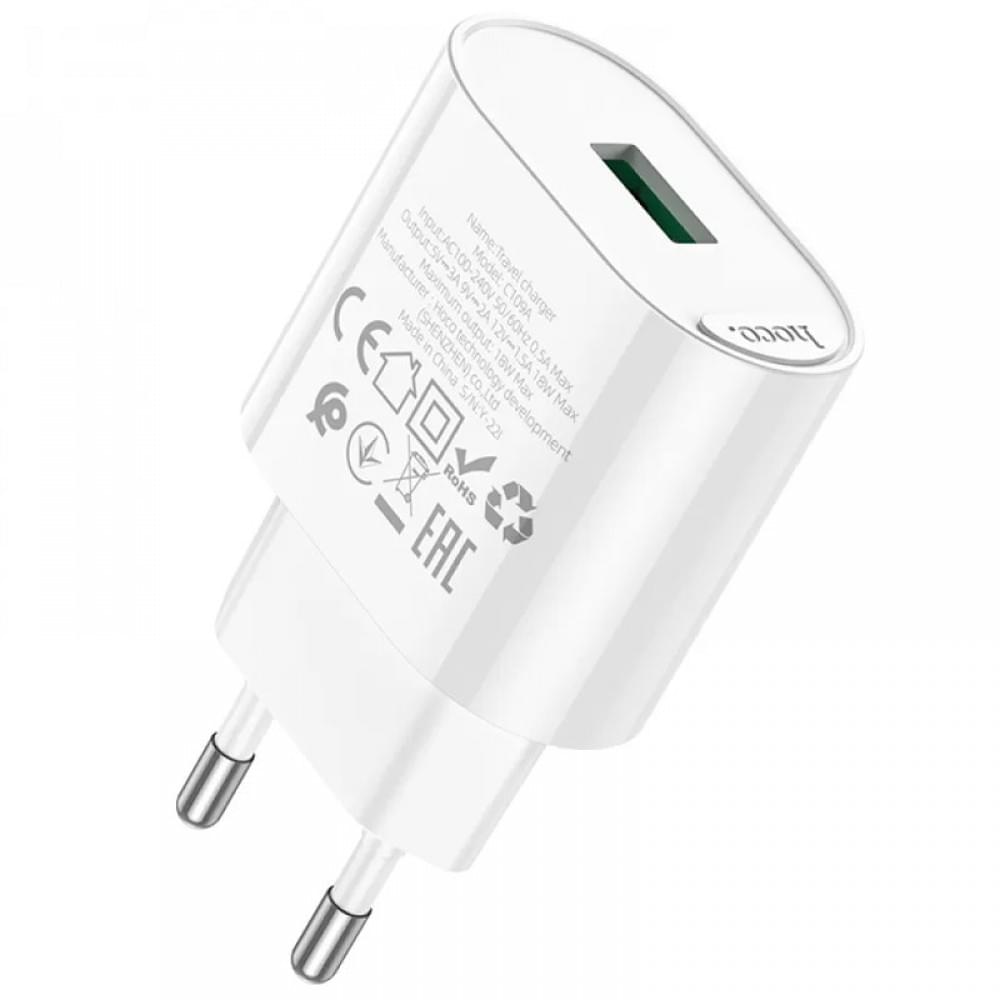 МЗП Hoco C109A Fighter QC3.0 18W (1USB-A) White