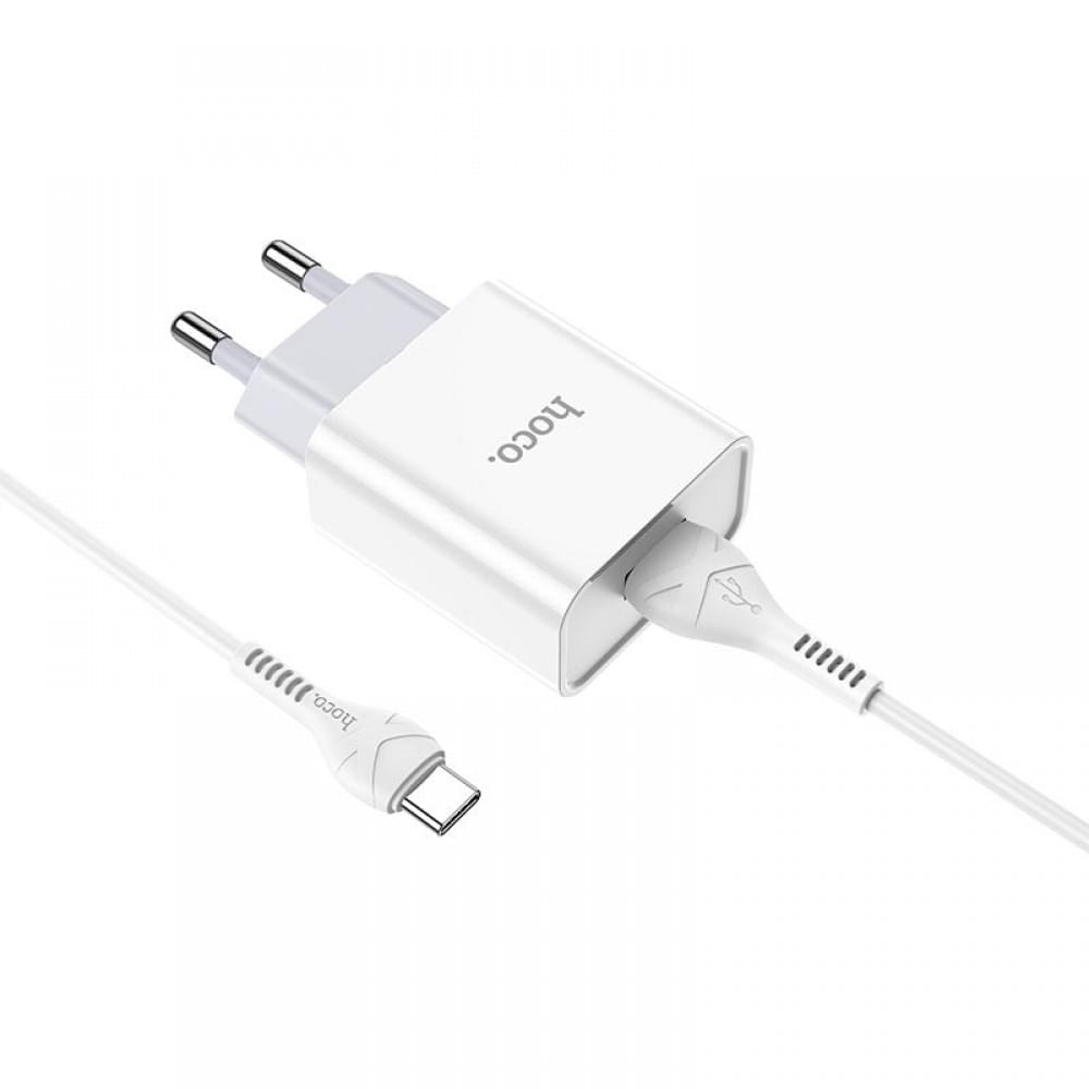 МЗП Hoco C81A Asombroso 2.1A (1USB-A) + кабель USB to Type-C Білий