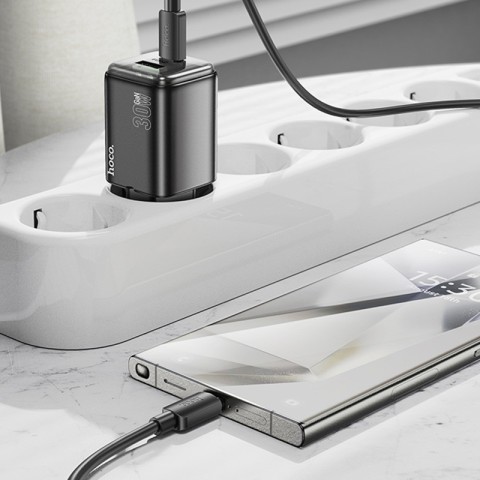 МЗП Hoco N53 Monsoon PD30W+QC3.0 (1USB-A/1C) + кабель Type-C to Type-C Black