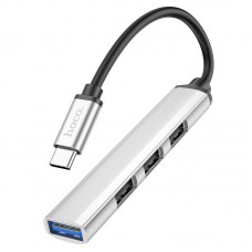 Перехідник Hoco HB26 4in1 (Type-C to USB3.0+USB2.0*3) Silver