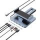 Підставка для планшетів+HUB WIWU AH801 Adjustable 8in1 (USB-C to HDMI+2xUSB-A+2xUSB-C+SD/TF+3.5mm) Gray