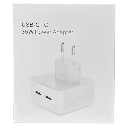 МЗП 35W Dual Mini Power Adapter for Apple (2USB-C) (AA) (box) White