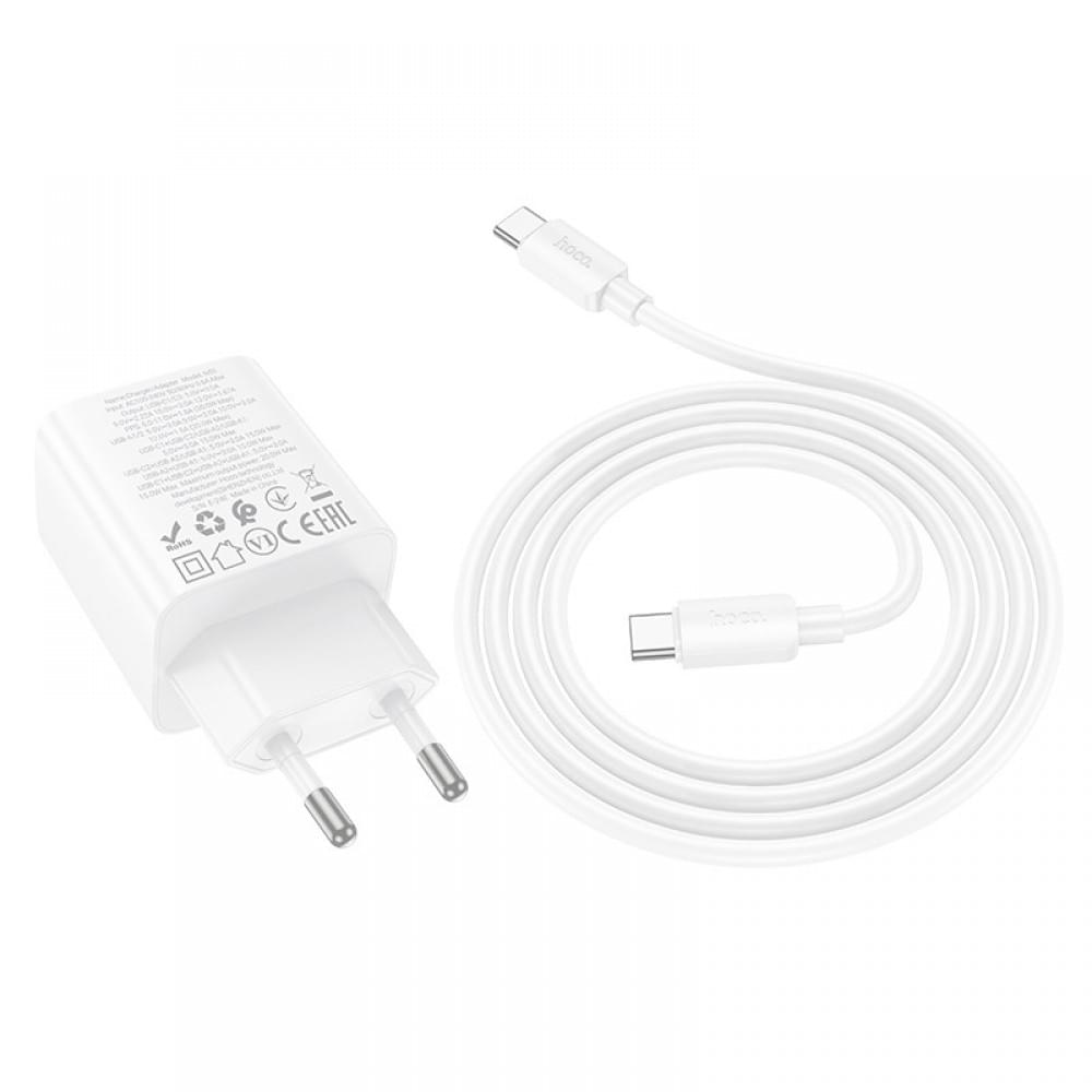 МЗП Hoco N55 Fundador PD20W four-port (2USB-A/2C) + кабель Type-C to Type-C White