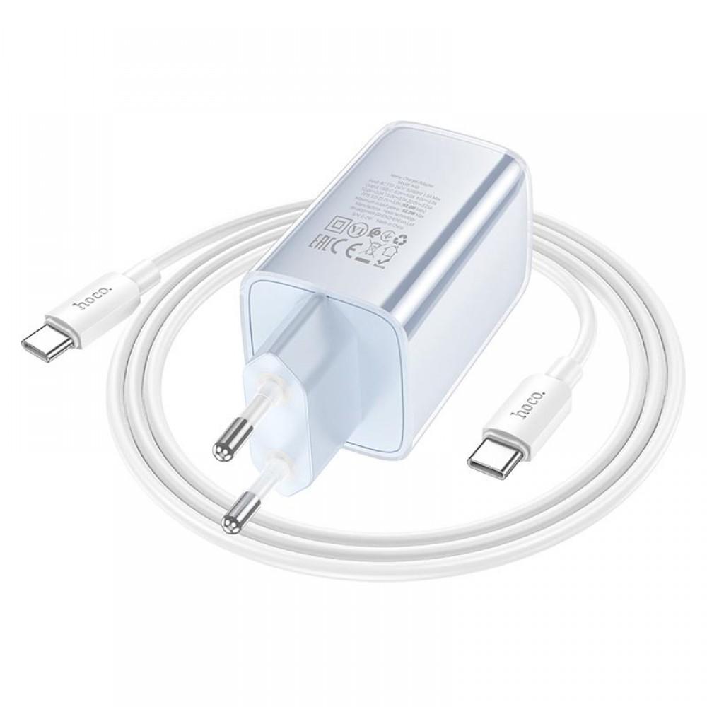 МЗП Hoco N48 Glorious PD65W (1USB-C) + кабель Type-C to Type-C Blue