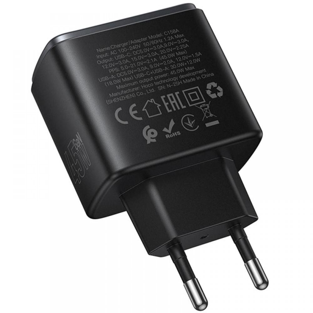 МЗП Hoco C158A Upgrade PD45W (1USB-A/1C) Black