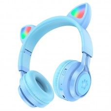 Накладні бездротові навушники Hoco W39 Cat ear Blue