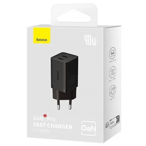 МЗП Baseus GaN5 Pro OS + Type-C to Type-C 40W (CCGP18010) Black