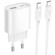 МЗП Hoco C109A Fighter PD20W+QC3.0 (1USB-A/1C) + кабель Type-C to Type-C White