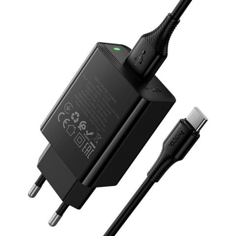 МЗП Hoco CS92A Leader 18W+QC3.0 (1USB-A) + кабель USB to Type-C Black