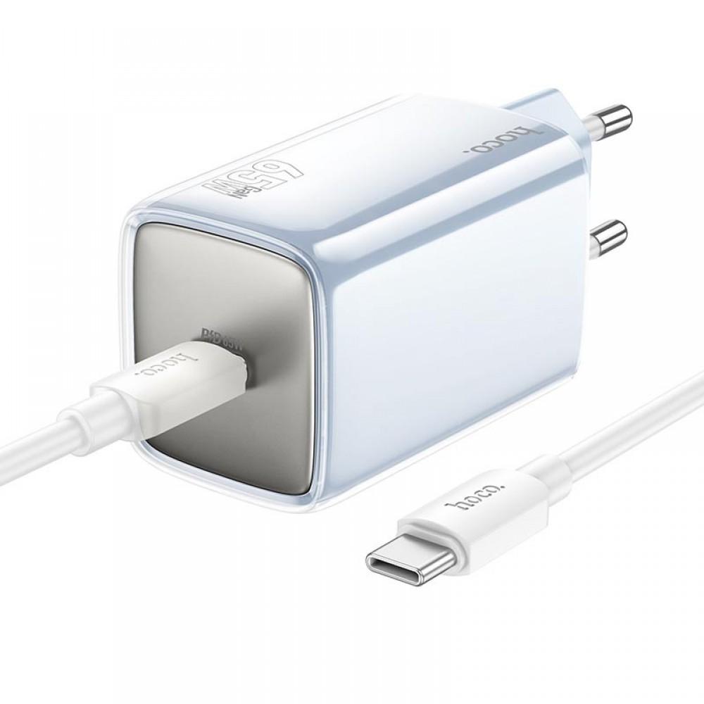МЗП Hoco N48 Glorious PD65W (1USB-C) + кабель Type-C to Type-C Blue