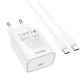 МЗП Hoco C143A Benefit PD20W (1USB-C) + кабель Type-C to Type-C White