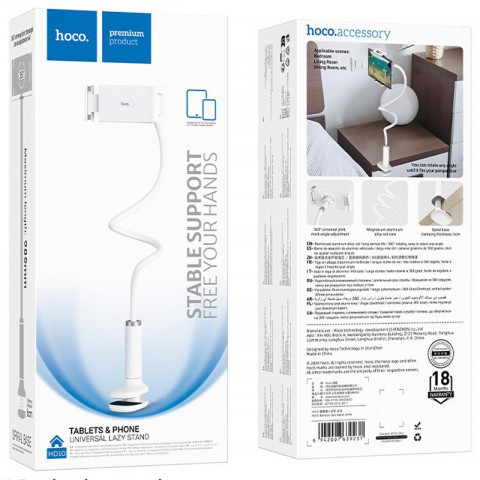Регульована підставка для телефону/планшета Hoco HD10 Bamboo lazy stand White