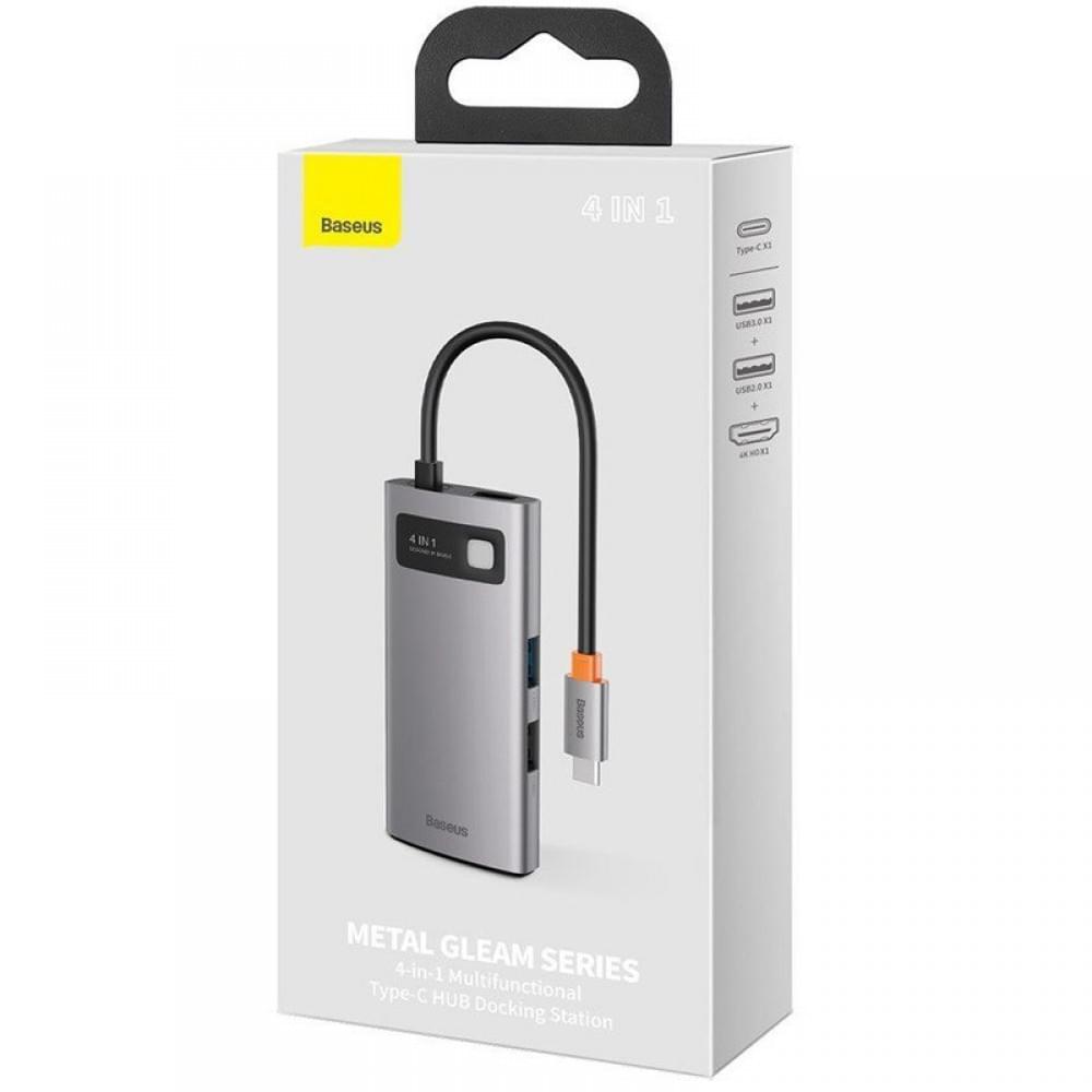 Перехідник HUB Baseus Metal Gleam Series 4-in-1 Type-C (CAHUB-CY) Gray