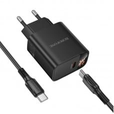 МЗП Borofone BA97A PD30W (1USB-C) + кабель Type-C to Type-C Black