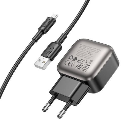 МЗП Borofone BAS52A Absolute QC3.0 18W (1USB-A) + кабель USB to MicroUSB Black