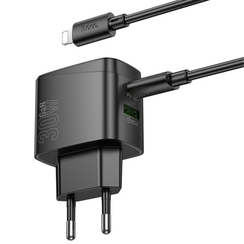 МЗП Hoco CS61A Bright PD30W+QC3.0 (1USB-A/1C) + кабель Type-C to Lightning Black