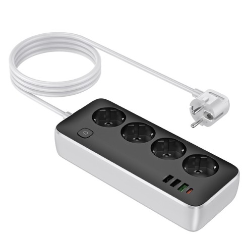 Подовжувач Hoco AC22 Sunlight (PD30W/1C/3A/4xSocket) (1.5m) Black