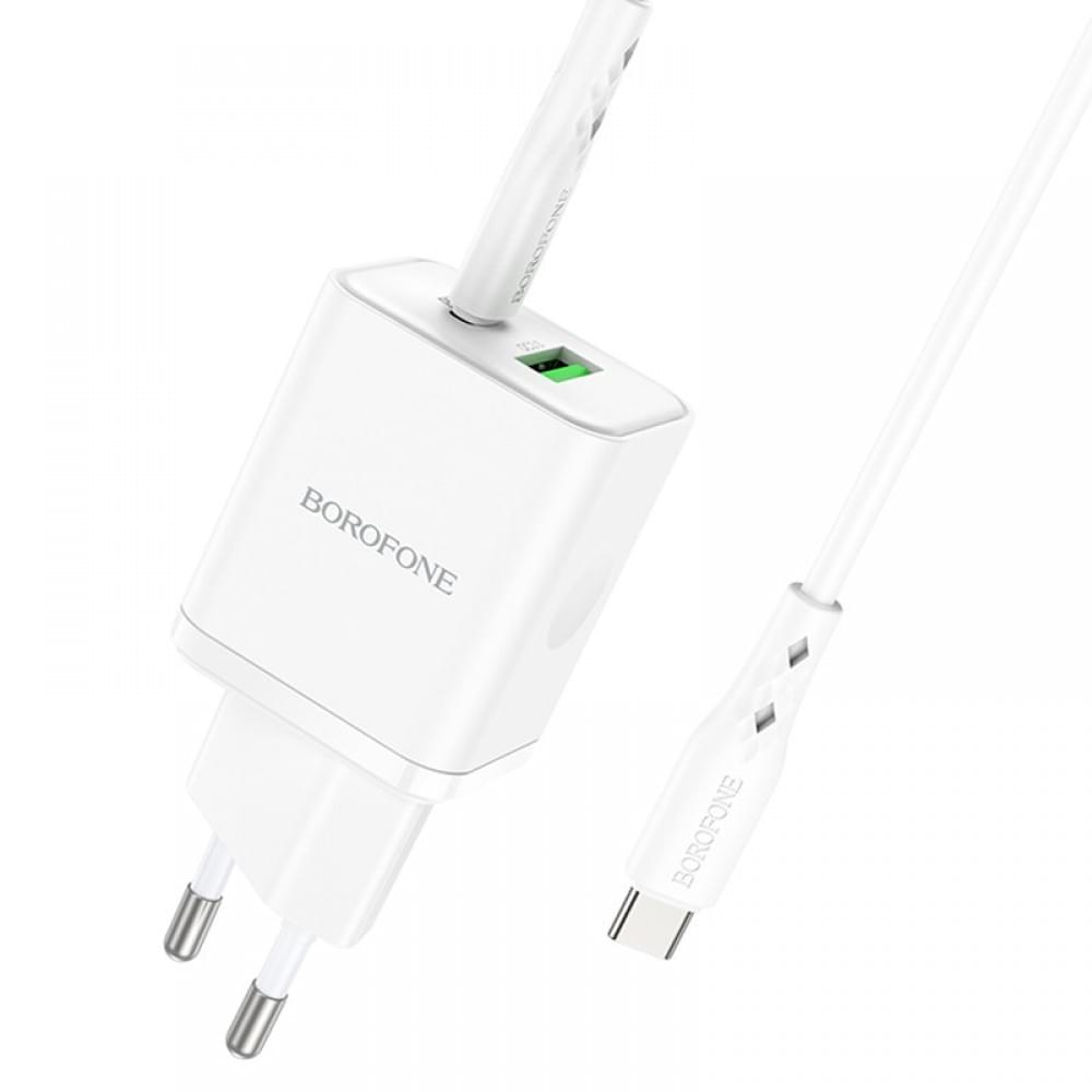 МЗП Borofone BN7 PD20W+QC3.0 (1USB-A/1C) + кабель Type-C to Type-C White