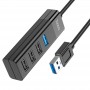 Перехідник Hoco HB25 Easy mix 4in1 (USB to USB3.0+USB2.0*3) Чорний