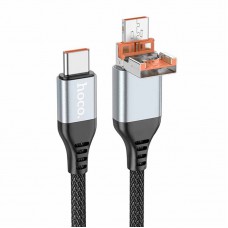 Дата кабель Hoco U128 Viking 2in1 USB/Type-C to Type-C (1m) Black