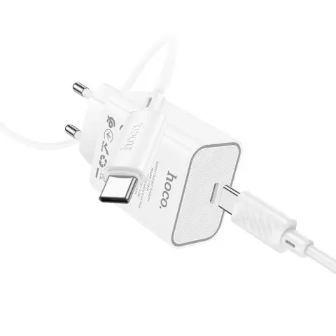 МЗП Hoco C143A Benefit PD20W (1USB-C) + кабель Type-C to Type-C White