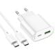 МЗП Hoco C109A Fighter PD20W+QC3.0 (1USB-A/1C) + кабель Type-C to Type-C White