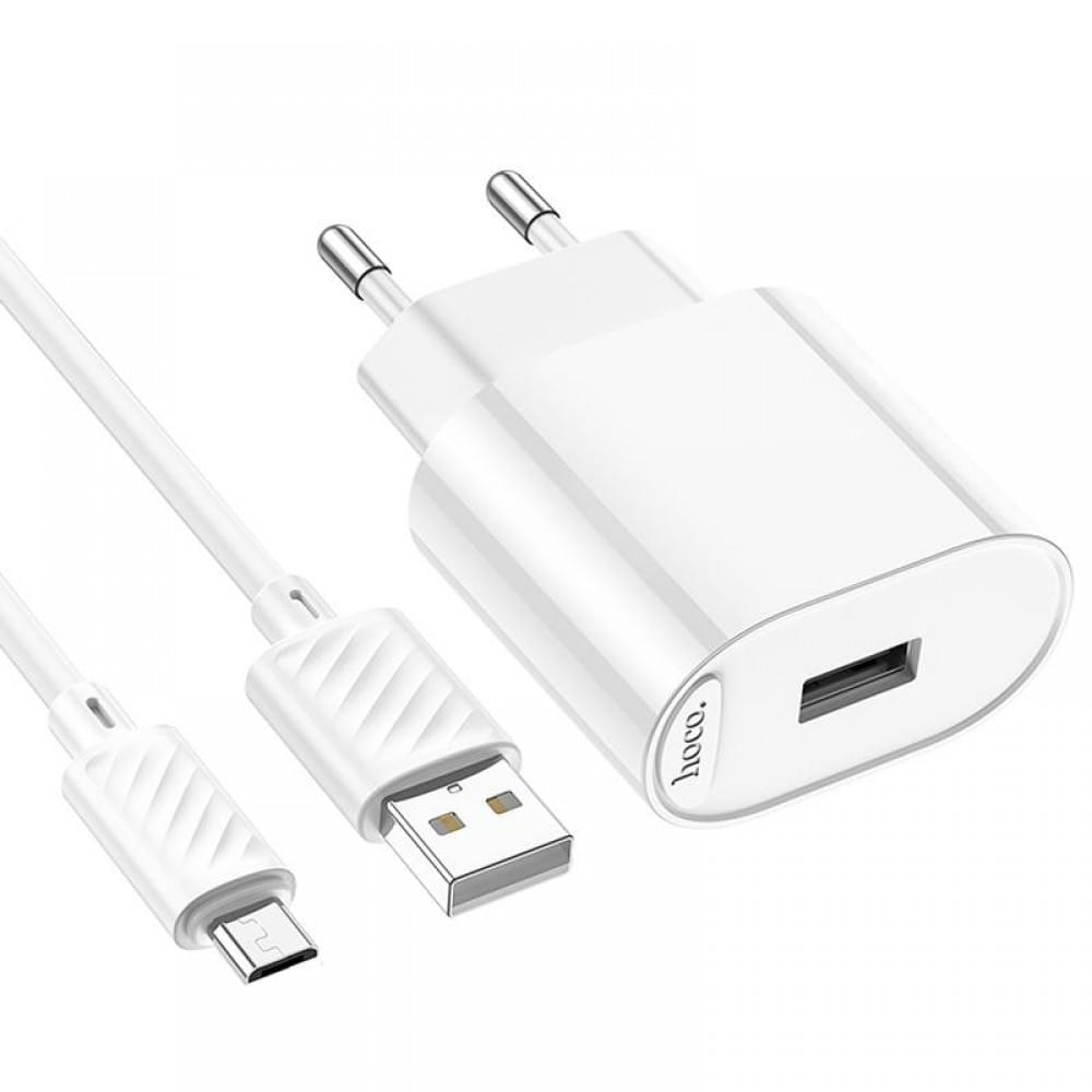 МЗП Hoco C109A Fighter 10.5W (1USB-A) + кабель USB to MicroUSB White