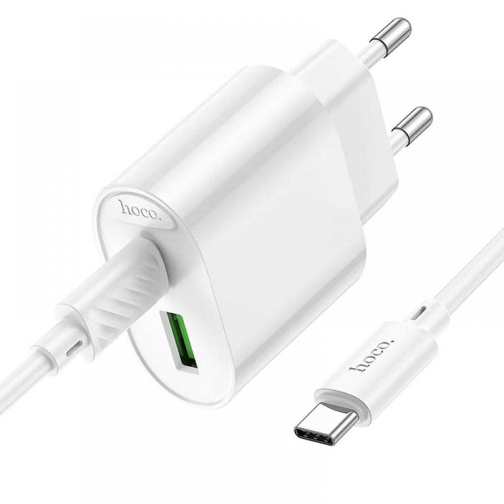 МЗП Hoco C109A Fighter PD20W+QC3.0 (1USB-A/1C) + кабель Type-C to Type-C White