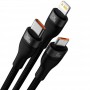 Дата кабель Baseus Flash Series 2 Type-C to MicroUSB-Lightning-Type-C 100W (1.5m) (CASS03020) Black