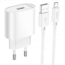 МЗП Hoco C109A Fighter 10.5W (1USB-A) + кабель USB to MicroUSB White МЗП Hoco C109A Fighter 10.5W (1USB-A) + кабель USB to MicroUSB White