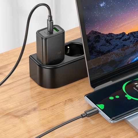 МЗП Hoco N63 Gentle PD30W+QC3.0 (1USB-A/1C) Black