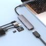 Перехідник Hoco HB28 Multi-function 6in1 (Type-C to HDTV+USB3.0+USB2.0+SD+TF+PD) Metal gray